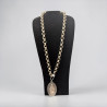 Collar de cadena con medalla sagrada y mosquetón de rhinstock