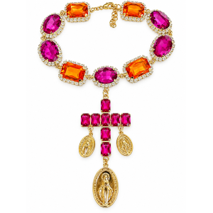Collier de croix multicolore – Orange