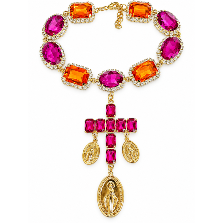 Multicolor cross necklace – Orange