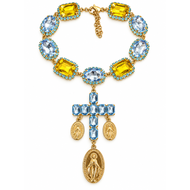 Collier bleu et jaune
