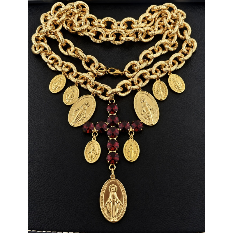Collier Sacred Cross Burgundy – Édition limitée