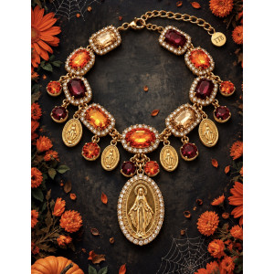 Sacred Burgundy & Orange jewel necklace