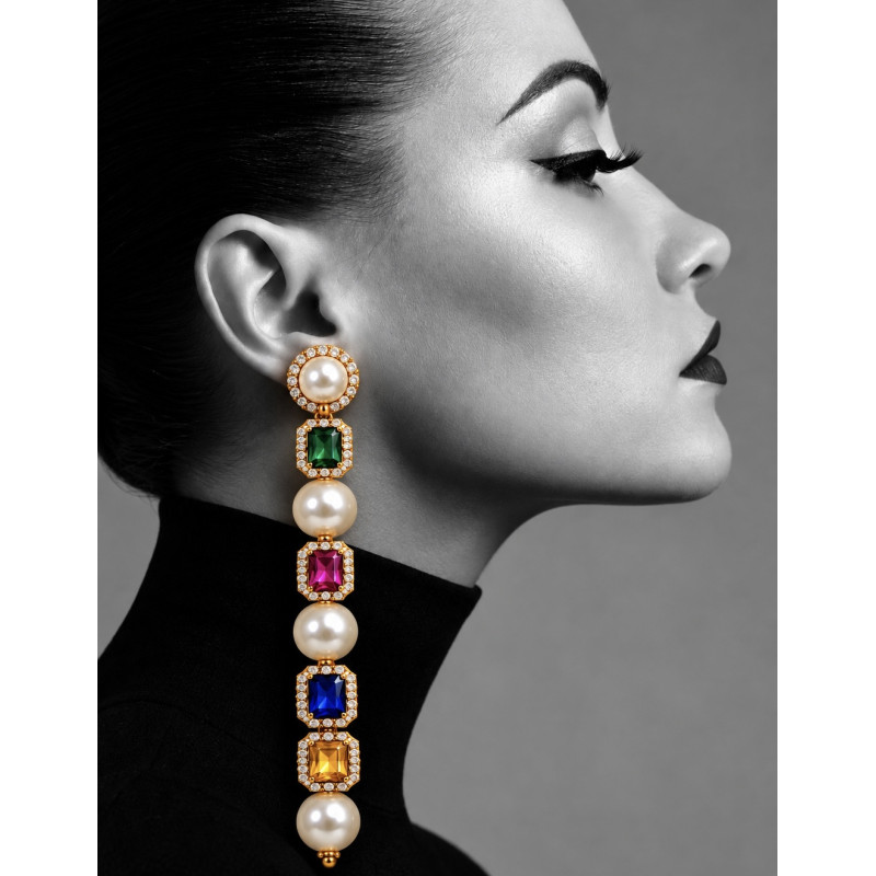 Orecchini Gioiello Pendenti Multicolor con Maxi Perle – TittiBi