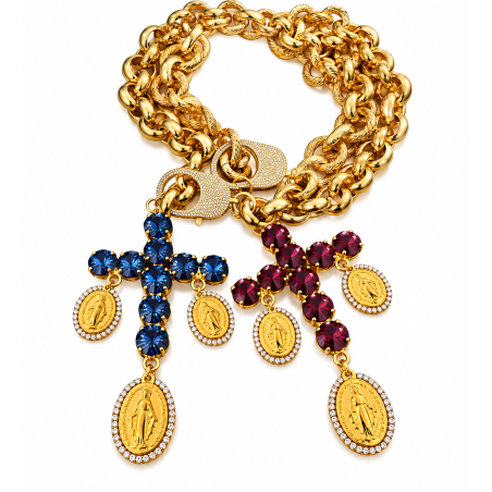 Jewel necklace TittiBi with maxi golden chain and miraculous cross - Limited Edition