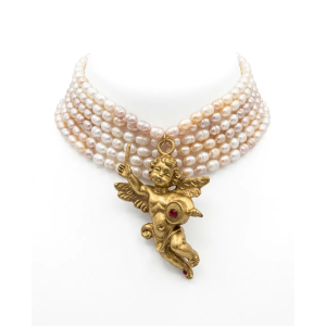 Collar de joya de ángel - 5 hilos de perlas con un hoyo | TittiBi