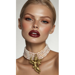 Collana Gioiello Angel – 5 Fili di Perle con Puttino | TittiBi