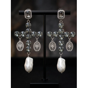 Orecchini Gioiello TittiBi – Croce Miracolosa Silver & Pearl